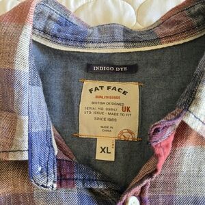 Fat Face Button Up Cotton Plaid XL Gorpcore Natural Travel Springbreak EUC Hike